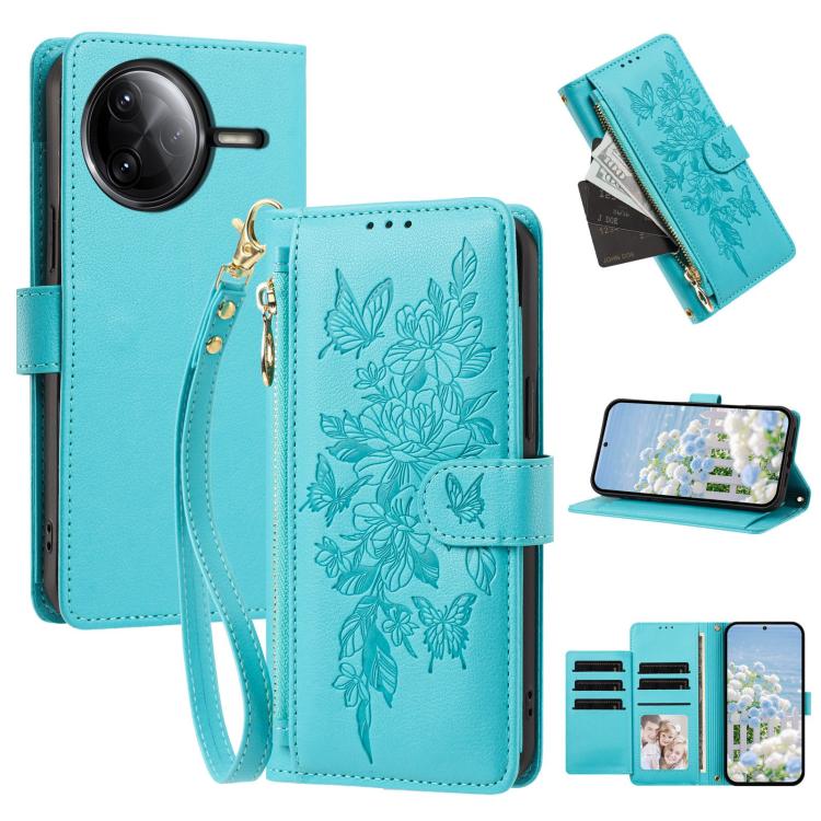 Butterfly Flower Zipper Wallet Vegan Leather Phone Case with Strap, For Redmi Turbo 4 Pro 5G / Poco F7 5G, For Redmi Note 14S 4G, For Redmi K80 / K80 Pro, For Redmi Note 14 4G 164mm, For Redmi Note 14 Pro 4G, For Redmi Note 14 4G 163.25mm              ...