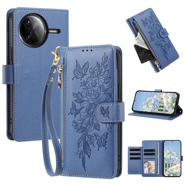 Butterfly Flower Zipper Wallet Vegan Leather Phone Case with Strap, For Redmi Turbo 4 Pro 5G / Poco F7 5G, For Redmi Note 14S 4G, For Redmi K80 / K80 Pro, For Redmi Note 14 4G 164mm, For Redmi Note 14 Pro 4G, For Redmi Note 14 4G 163.25mm              ...