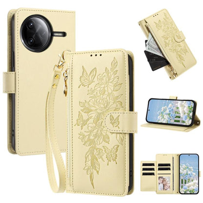 Butterfly Flower Zipper Wallet Vegan Leather Phone Case with Strap, For Redmi K80 / K80 Pro, For Redmi Note 14 4G 164mm, For Redmi Note 14 Pro 4G, For Redmi Note 14 4G 163.25mm, For Redmi Note 14 5G, For Redmi Note 14 Pro 5G, For Redmi 14C 4G          ...