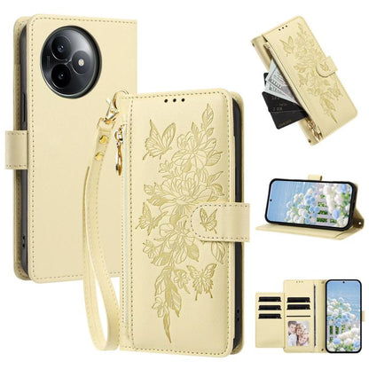 Butterfly Flower Zipper Wallet Vegan Leather Phone Case with Strap, For Redmi 15a 5G, For Redmi Turbo 5 Max / Poco X8 Pro Max, For Redmi Turbo 5 / Poco X8 Pro 5G, For Redmi Note 15 Pro+ Global 163.3mm, For Redmi Note 15 4G / 5G Global 164mm            ...