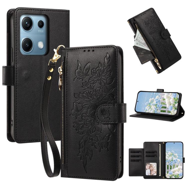 Butterfly Flower Zipper Wallet Vegan Leather Phone Case with Strap, For Redmi Turbo 4 Pro 5G / Poco F7 5G, For Redmi Note 14S 4G, For Redmi K80 / K80 Pro, For Redmi Note 14 4G 164mm, For Redmi Note 14 Pro 4G, For Redmi Note 14 4G 163.25mm              ...