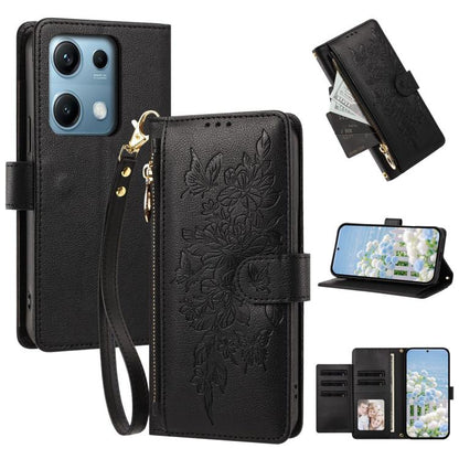 Butterfly Flower Zipper Wallet Vegan Leather Phone Case with Strap, For Redmi Turbo 4 Pro 5G / Poco F7 5G, For Redmi Note 14S 4G, For Redmi K80 / K80 Pro, For Redmi Note 14 4G 164mm, For Redmi Note 14 Pro 4G, For Redmi Note 14 4G 163.25mm              ...