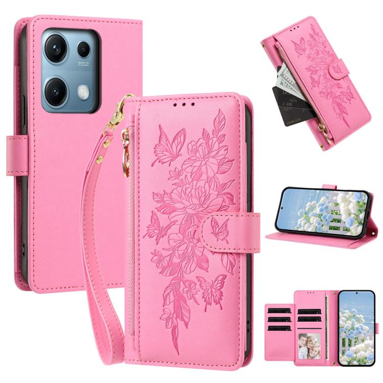 Butterfly Flower Zipper Wallet Vegan Leather Phone Case with Strap, For Redmi Turbo 4 Pro 5G / Poco F7 5G, For Redmi Note 14S 4G, For Redmi K80 / K80 Pro, For Redmi Note 14 4G 164mm, For Redmi Note 14 Pro 4G, For Redmi Note 14 4G 163.25mm              ...