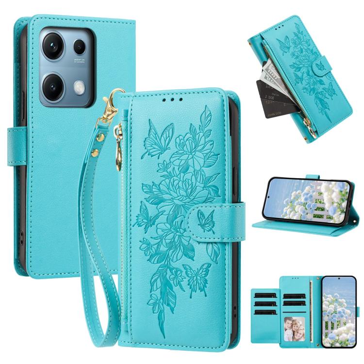 Butterfly Flower Zipper Wallet Vegan Leather Phone Case with Strap, For Redmi Turbo 4 Pro 5G / Poco F7 5G, For Redmi Note 14S 4G, For Redmi K80 / K80 Pro, For Redmi Note 14 4G 164mm, For Redmi Note 14 Pro 4G, For Redmi Note 14 4G 163.25mm              ...