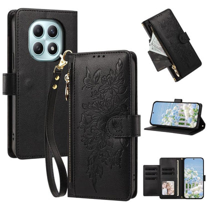 Butterfly Flower Zipper Wallet Vegan Leather Phone Case with Strap, For Redmi 15a 5G, For Redmi Turbo 5 Max / Poco X8 Pro Max, For Redmi Turbo 5 / Poco X8 Pro 5G, For Redmi Note 15 Pro+ Global 163.3mm, For Redmi Note 15 4G / 5G Global 164mm            ...