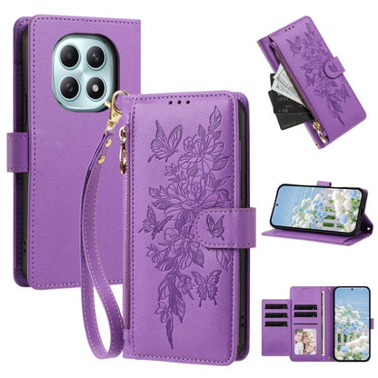 Butterfly Flower Zipper Wallet Vegan Leather Phone Case with Strap, For Redmi 15a 5G, For Redmi Turbo 5 Max / Poco X8 Pro Max, For Redmi Turbo 5 / Poco X8 Pro 5G, For Redmi Note 15 Pro+ Global 163.3mm, For Redmi Note 15 4G / 5G Global 164mm            ...