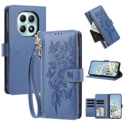 Butterfly Flower Zipper Wallet Vegan Leather Phone Case with Strap, For Redmi 15a 5G, For Redmi Turbo 5 Max / Poco X8 Pro Max, For Redmi Turbo 5 / Poco X8 Pro 5G, For Redmi Note 15 Pro+ Global 163.3mm, For Redmi Note 15 4G / 5G Global 164mm            ...