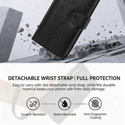 Butterfly Flower Zipper Wallet Vegan Leather Phone Case with Strap, For Redmi Turbo 4 Pro 5G / Poco F7 5G, For Redmi Note 14S 4G, For Redmi K80 / K80 Pro, For Redmi Note 14 4G 164mm, For Redmi Note 14 Pro 4G, For Redmi Note 14 4G 163.25mm              ...