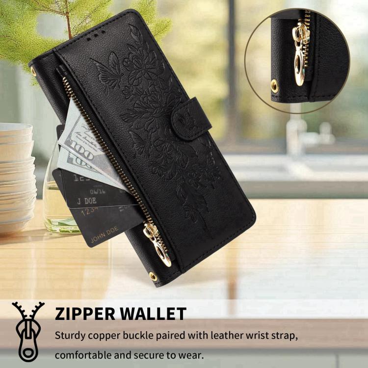 Butterfly Flower Zipper Wallet Vegan Leather Phone Case with Strap, For Redmi Turbo 4 Pro 5G / Poco F7 5G, For Redmi Note 14S 4G, For Redmi K80 / K80 Pro, For Redmi Note 14 4G 164mm, For Redmi Note 14 Pro 4G, For Redmi Note 14 4G 163.25mm              ...