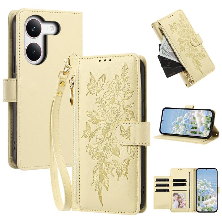 Butterfly Flower Zipper Wallet Vegan Leather Phone Case with Strap, For Redmi 15a 5G, For Redmi Turbo 5 Max / Poco X8 Pro Max, For Redmi Turbo 5 / Poco X8 Pro 5G, For Redmi Note 15 Pro+ Global 163.3mm, For Redmi Note 15 4G / 5G Global 164mm            ...