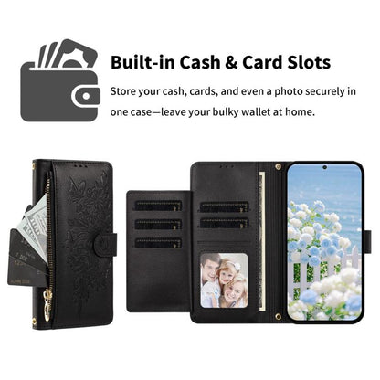 Butterfly Flower Zipper Wallet Vegan Leather Phone Case with Strap, For Redmi Note 17 4G / 5G Global 171mm, For Redmi Note 17 Pro+ 5G Global 163mm, For Redmi 15a 5G, For Redmi Turbo 5 Max / Poco X8 Pro Max, For Redmi Turbo 5 / Poco X8 Pro 5G           ...