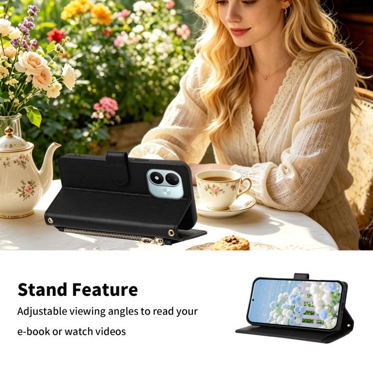 Butterfly Flower Zipper Wallet Vegan Leather Phone Case with Strap, For Redmi Note 17 4G / 5G Global 171mm, For Redmi Note 17 Pro+ 5G Global 163mm, For Redmi 15a 5G, For Redmi Turbo 5 Max / Poco X8 Pro Max, For Redmi Turbo 5 / Poco X8 Pro 5G           ...