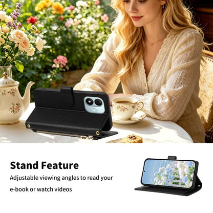 Butterfly Flower Zipper Wallet Vegan Leather Phone Case with Strap, For Redmi Note 17 4G / 5G Global 171mm, For Redmi Note 17 Pro+ 5G Global 163mm, For Redmi 15a 5G, For Redmi Turbo 5 Max / Poco X8 Pro Max, For Redmi Turbo 5 / Poco X8 Pro 5G           ...