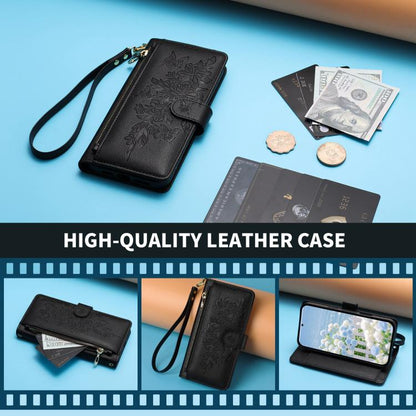 Butterfly Flower Zipper Wallet Vegan Leather Phone Case with Strap, For Redmi Note 17 4G / 5G Global 171mm, For Redmi Note 17 Pro+ 5G Global 163mm, For Redmi 15a 5G, For Redmi Turbo 5 Max / Poco X8 Pro Max, For Redmi Turbo 5 / Poco X8 Pro 5G           ...