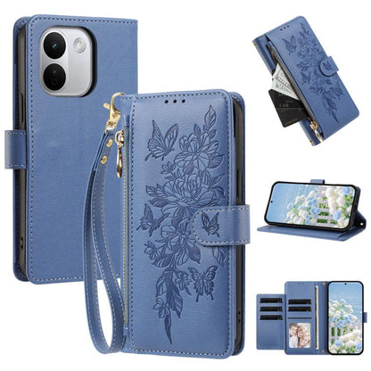 Butterfly Flower Zipper Wallet Vegan Leather Phone Case with Strap, For Redmi Note 17 4G / 5G Global 171mm, For Redmi Note 17 Pro+ 5G Global 163mm, For Redmi 15a 5G, For Redmi Turbo 5 Max / Poco X8 Pro Max, For Redmi Turbo 5 / Poco X8 Pro 5G           ...