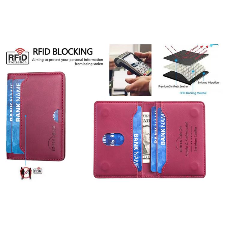 BINFEN COLOR BFK39 Calf Texture Vegan Leather Magnetic Wallet Card Holder