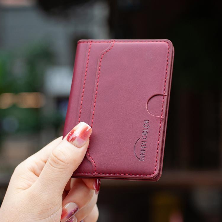 BINFEN COLOR BFK39 Calf Texture Vegan Leather Magnetic Wallet Card Holder