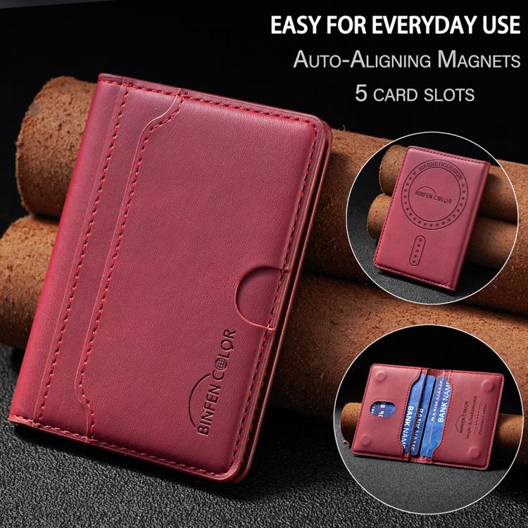 BINFEN COLOR BFK39 Calf Texture Vegan Leather Magnetic Wallet Card Holder