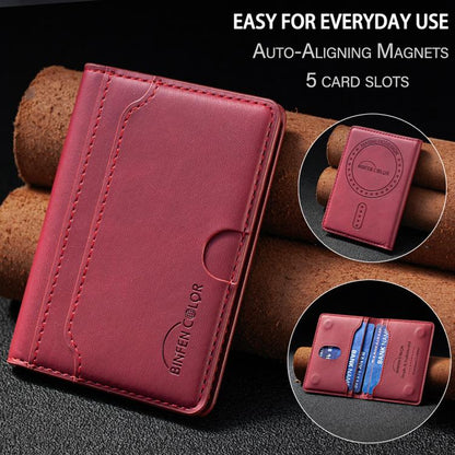 BINFEN COLOR BFK39 Calf Texture Vegan Leather Magnetic Wallet Card Holder