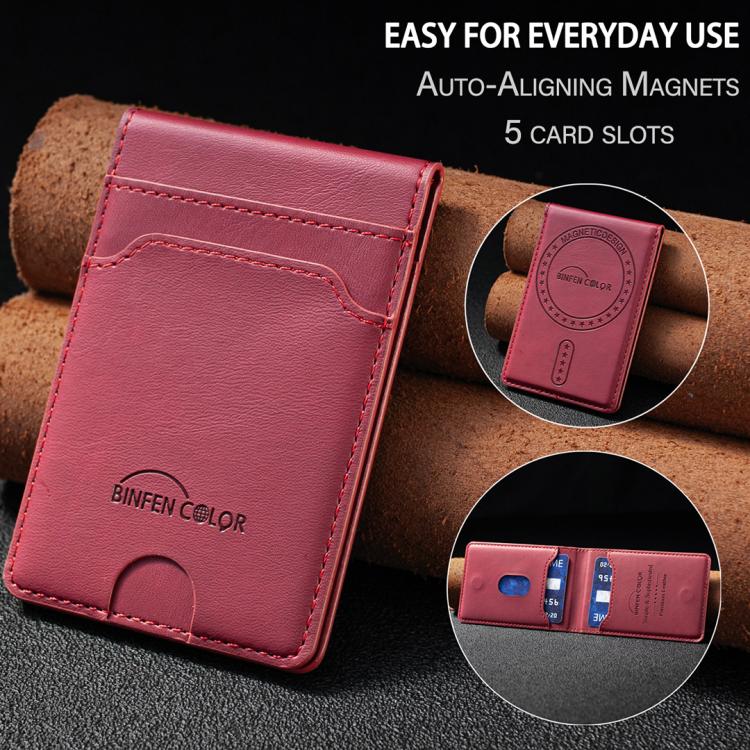 BINFEN COLOR BFK40 Calf Texture Vegan Leather Magnetic Wallet Card Holder