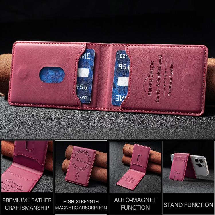 BINFEN COLOR BFK40 Calf Texture Vegan Leather Magnetic Wallet Card Holder
