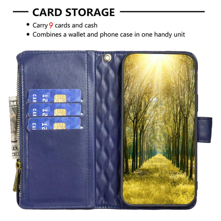 Diamond Lattice Zipper Wallet Leather Flip Phone Case, For Tecno Spark 50 5G