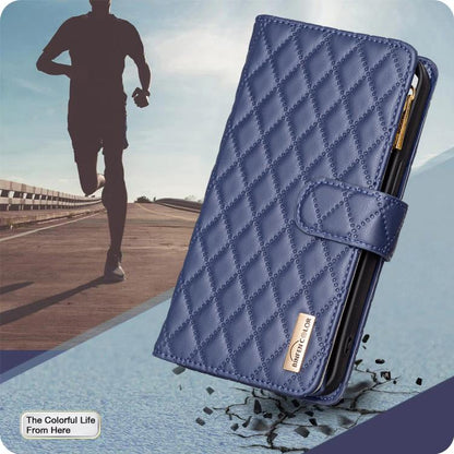 Diamond Lattice Zipper Wallet Leather Flip Phone Case, For Tecno Spark 50 5G
