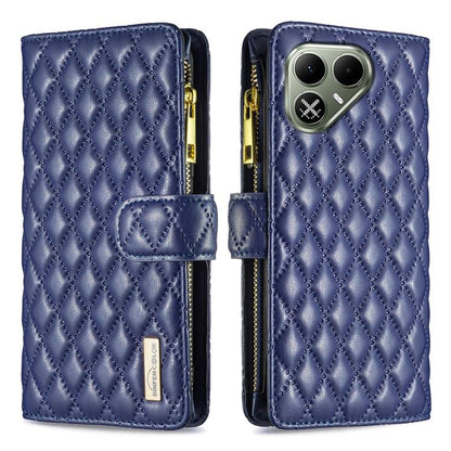 Diamond Lattice Zipper Wallet Leather Flip Phone Case, For Tecno Pova 8 5G, For Tecno Spark 50 5G