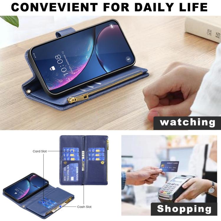 Diamond Lattice Zipper Wallet Leather Flip Phone Case, For Tecno Pova 8 5G, For Tecno Spark 50 5G