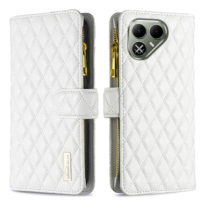 Diamond Lattice Zipper Wallet Leather Flip Phone Case, For Tecno Pova 8 5G, For Tecno Spark 50 5G