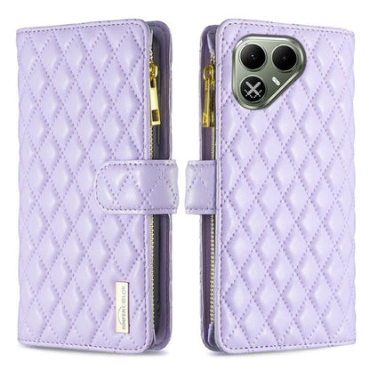 Diamond Lattice Zipper Wallet Leather Flip Phone Case, For Tecno Pova 8 5G, For Tecno Spark 50 5G