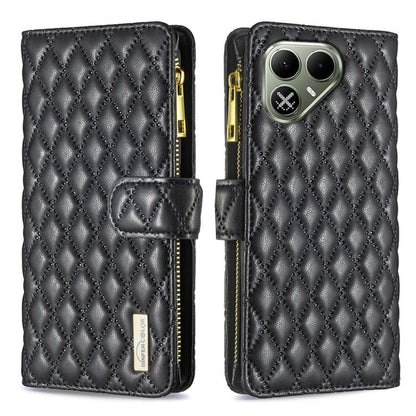 Diamond Lattice Zipper Wallet Leather Flip Phone Case, For Tecno Pova 8 5G, For Tecno Spark 50 5G