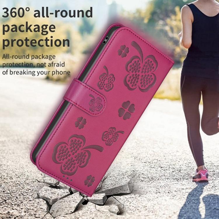 Four-leaf Embossed Leather Phone Case, For Tecno Spark 50 5G