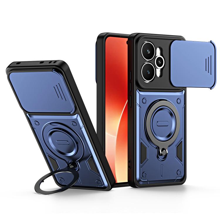 Ring Holder Lens Slide Cover Phone Case, For Realme 15x India / C85 5G, For Realme 15 / 15 Pro 5G