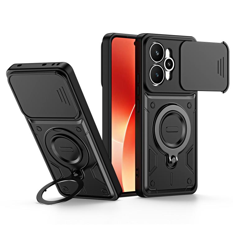 Ring Holder Lens Slide Cover Phone Case, For Realme 15x India / C85 5G, For Realme 15 / 15 Pro 5G