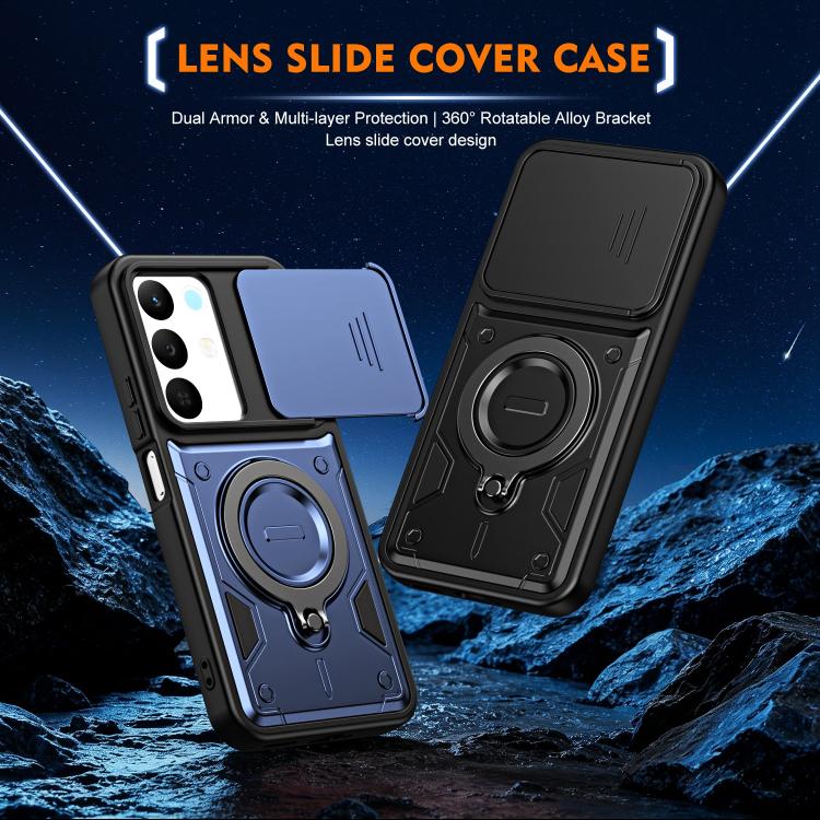 Ring Holder Lens Slide Cover Phone Case, For Realme 15x India / C85 5G, For Realme 15 / 15 Pro 5G