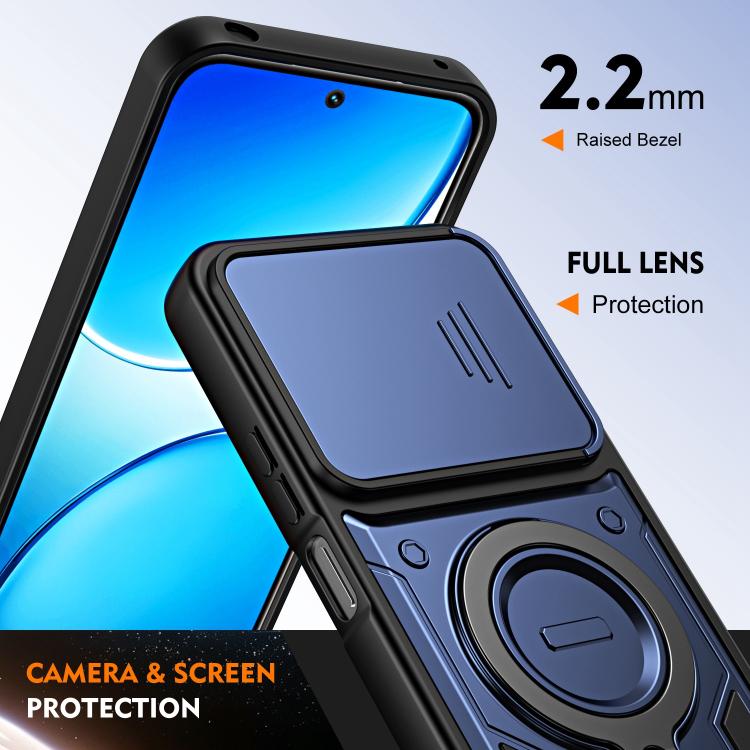 Ring Holder Lens Slide Cover Phone Case, For Realme 15x India / C85 5G, For Realme 15 / 15 Pro 5G