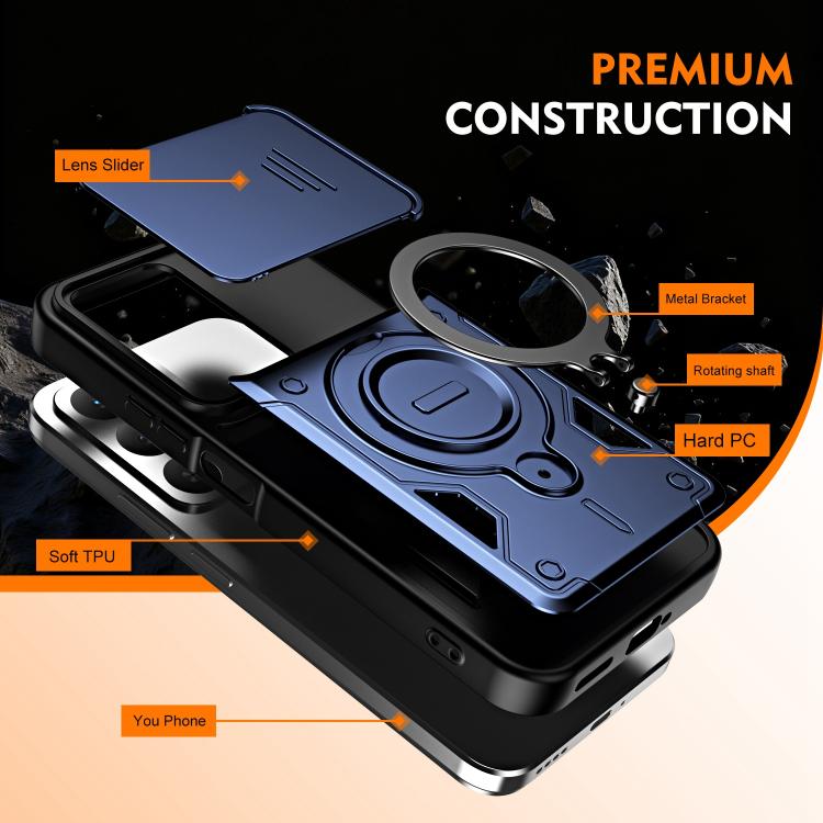 Ring Holder Lens Slide Cover Phone Case, For Realme 15x India / C85 5G, For Realme 15 / 15 Pro 5G