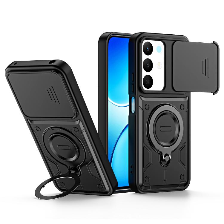 Ring Holder Lens Slide Cover Phone Case, For Realme 15x India / C85 5G, For Realme 15 / 15 Pro 5G