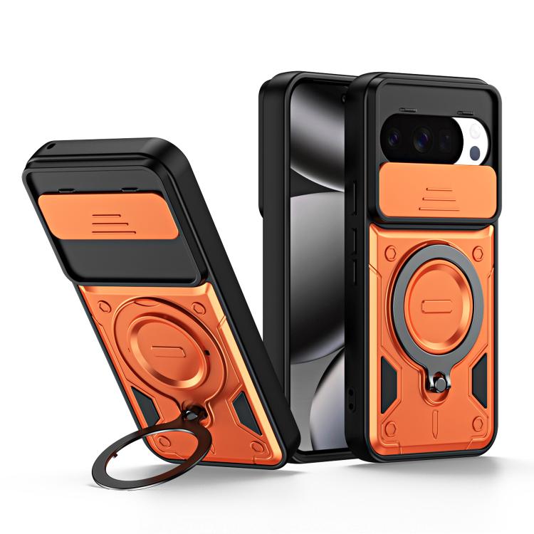 Ring Holder Lens Slide Cover Phone Case, For Google Pixel 10 Pro XL, For Google Pixel 10 / 10 Pro