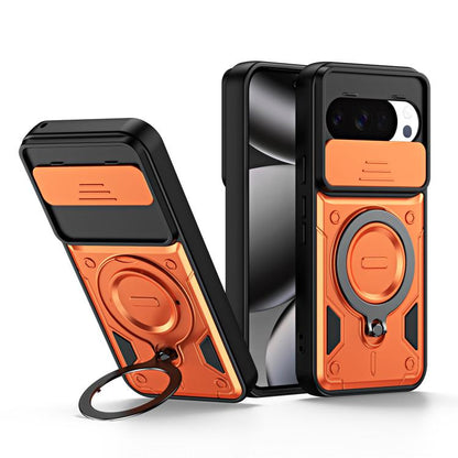 Ring Holder Lens Slide Cover Phone Case, For Google Pixel 10 Pro XL, For Google Pixel 10 / 10 Pro