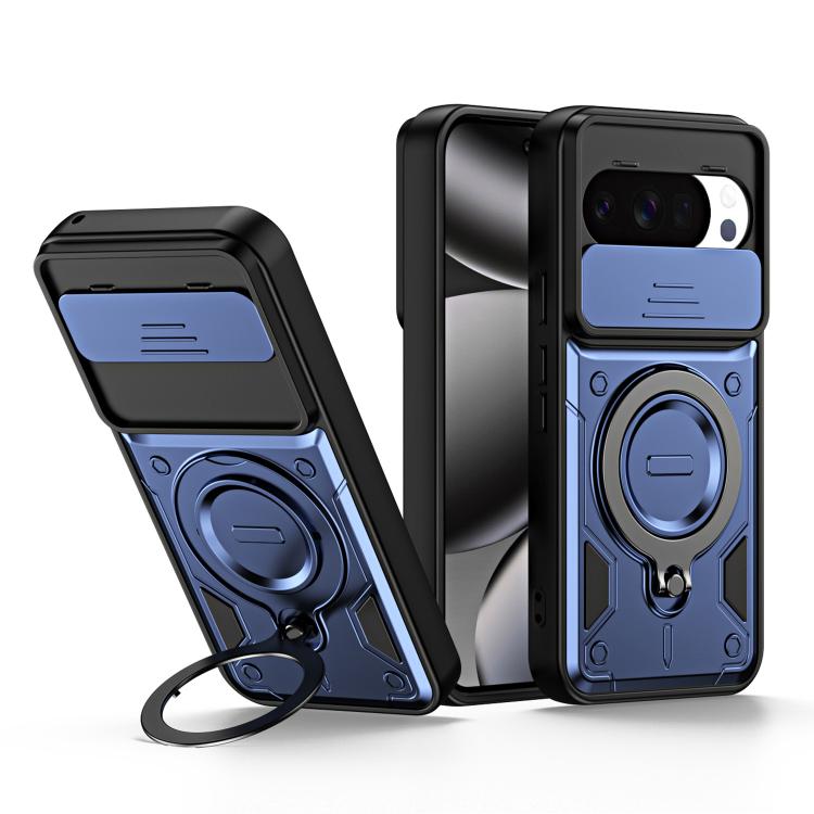 Ring Holder Lens Slide Cover Phone Case, For Google Pixel 10 Pro XL, For Google Pixel 10 / 10 Pro