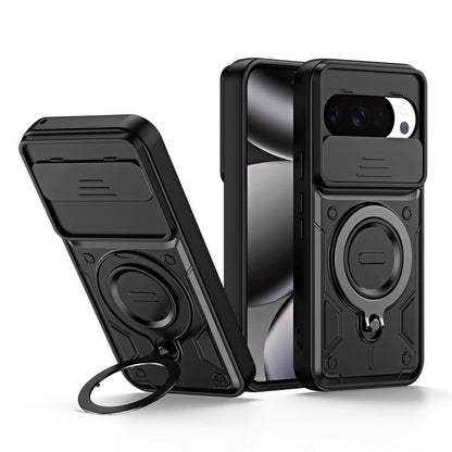 Ring Holder Lens Slide Cover Phone Case, For Google Pixel 10 Pro XL, For Google Pixel 10 / 10 Pro