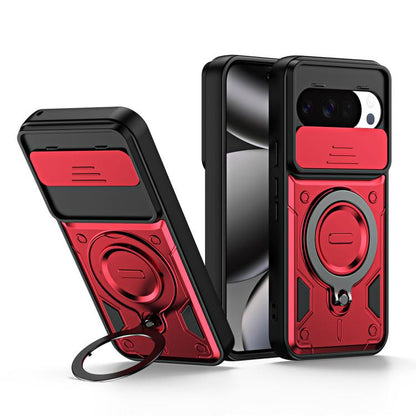 Ring Holder Lens Slide Cover Phone Case, For Google Pixel 10 Pro XL, For Google Pixel 10 / 10 Pro