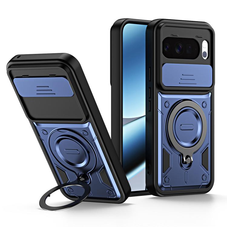 Ring Holder Lens Slide Cover Phone Case, For Google Pixel 10 Pro XL, For Google Pixel 10 / 10 Pro