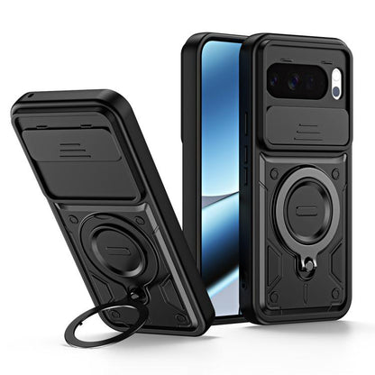 Ring Holder Lens Slide Cover Phone Case, For Google Pixel 10 Pro XL, For Google Pixel 10 / 10 Pro