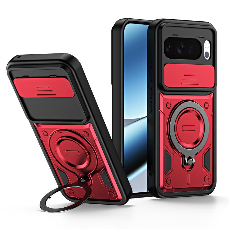 Ring Holder Lens Slide Cover Phone Case, For Google Pixel 10 Pro XL, For Google Pixel 10 / 10 Pro