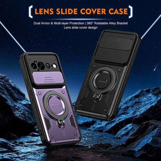 Ring Holder Lens Slide Cover Phone Case, For Google Pixel 11 Pro XL, For Google Pixel 11 / 11 Pro, For Google Pixel 10 Pro XL, For Google Pixel 10 / 10 Pro