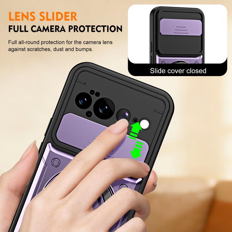 Ring Holder Lens Slide Cover Phone Case, For Google Pixel 11 Pro XL, For Google Pixel 11 / 11 Pro, For Google Pixel 10 Pro XL, For Google Pixel 10 / 10 Pro