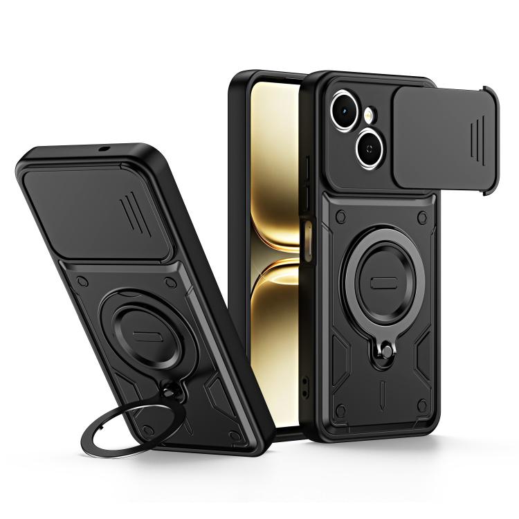 Ring Holder Lens Slide Cover Phone Case, For Tecno Spark Go 2024 / Pop 8, For Tecno Spark Go 2 / Pop 10 4G, For Tecno Spark Go 3 / Pop 20 4G, For Tecno Spark 40C, For Tecno Spark 40 Pro+ 4G, For Tecno Spark 40 Pro 4G, For Tecno Spark 40 4G             ...